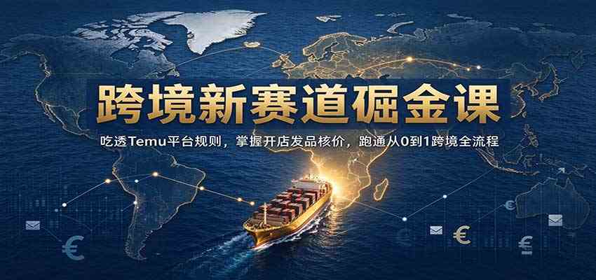 跨境新赛道掘金课：吃透Temu平台规则，掌握开店发品核价，跑通从0到1跨境全流程-驿想项目网