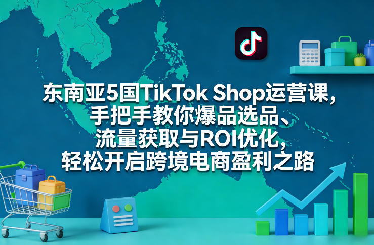 东南亚5国TikTok Shop运营课，手把手教你爆品选品、流量获取与ROI优化，轻松开启跨境电商盈利之路-驿想项目网