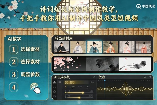 古诗词短视频案例制作教学，手把手教你用AI制作中国风类型短视频-驿想项目网