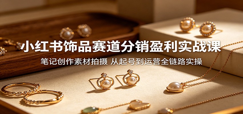 小红书饰品赛道分销盈利实战课：笔记创作素材拍摄，从起号到运营全链路实操-驿想项目网