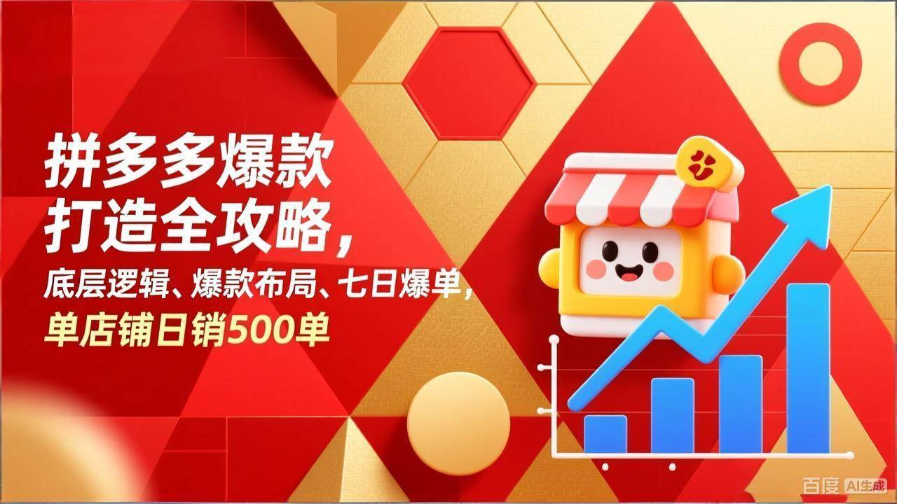 （17346期）拼多多爆款打造全攻略，底层逻辑、爆款布局、七日爆单，单店铺日销500单-驿想项目网
