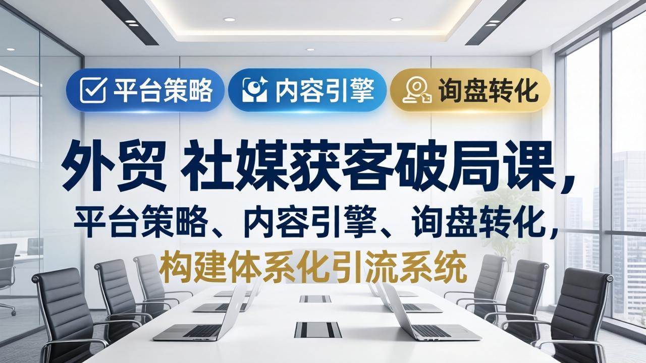 （17901期）外贸 社媒获客破局课，平台策略、内容引擎、询盘转化，构建体系化引流系统（更新26年3月）-驿想项目网