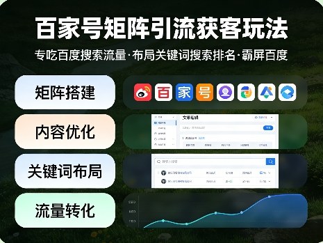 百家号矩阵引流获客玩法，专吃百度搜索流量，布局关键词搜索排名，霸屏百度-驿想项目网