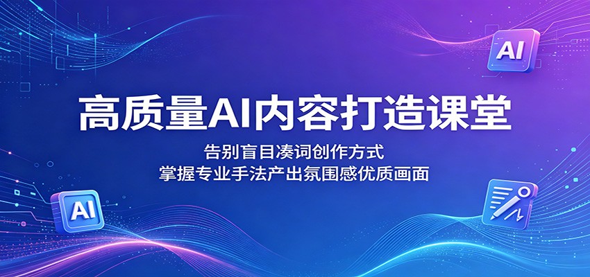 高质量AI内容打造课堂：告别盲目凑词创作方式，掌握专业手法产出氛围感优质画面-驿想项目网
