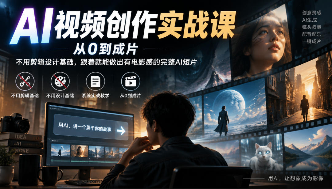 AI视频创作实战课，从0到成片，不用剪辑设计基础，跟着就能做出有电影感的完整AI短片-驿想项目网