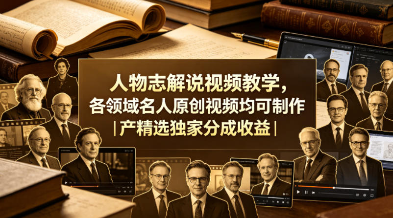 人物志解说视频教学，各领域名人原创视频均可制作丨精选独家分成收益-驿想项目网
