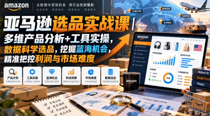 亚马逊选品实战课｜多维产品分析+工具实操，数据科学选品，挖掘蓝海机会，精准把控利润与市场难度-驿想项目网