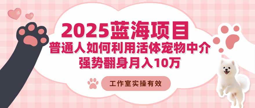 （16489期）2025蓝海项目：普通人如何利用活体宠物中介，强势翻身月入10万-驿想项目网