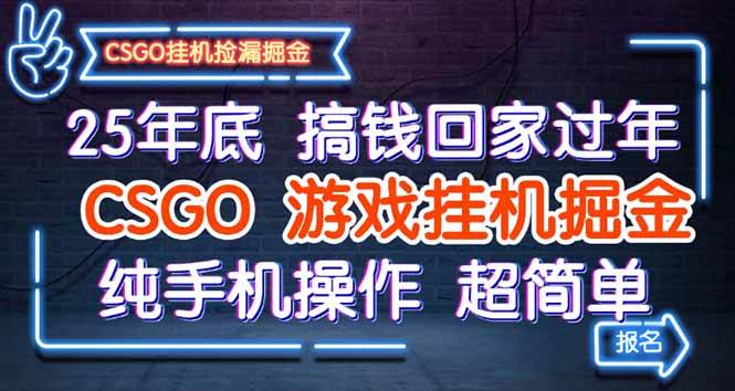 （16343期）25年底搞钱回家过年，CSGO游戏挂机掘金，纯手机操作超简单-驿想项目网