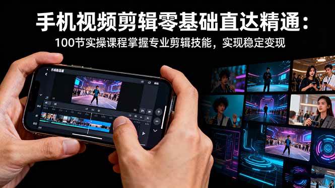 (16466期)手机视频剪辑零基础直达精通:100节实操课程掌握专业剪辑技能,实现稳…-驿想项目网