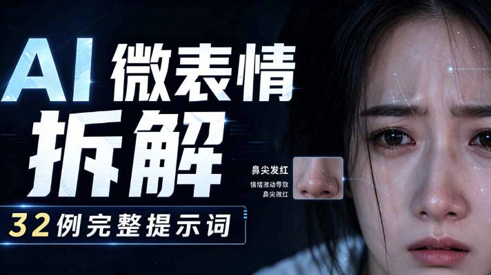 AI微表情拆解提示词合集，精准调控AI角色表情，可直接复用，0基础也能调出影视级表情变化-驿想项目网