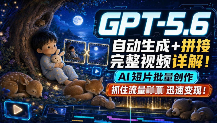 GPT-5.6自动生成＋拼接完整视频详解，AI短片批量创作，抓住流量迅速变现！-驿想项目网