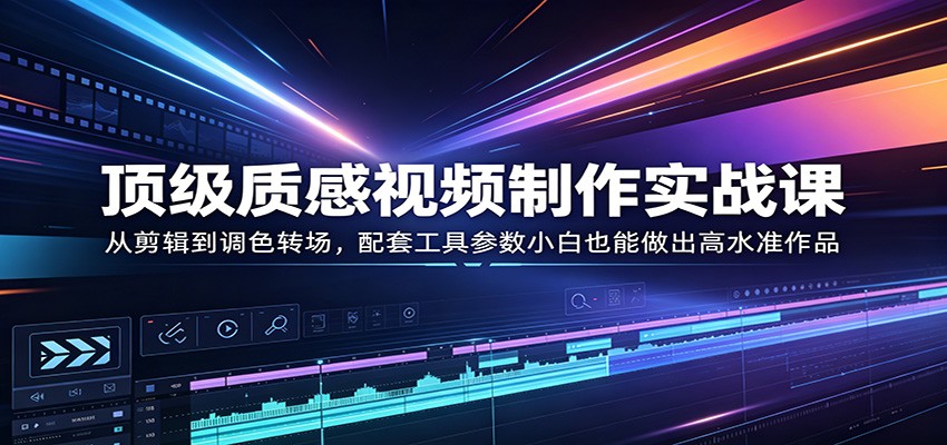 顶级质感视频制作实战课：从剪辑到调色转场，配套工具参数小白也能做出高水准作品-驿想项目网