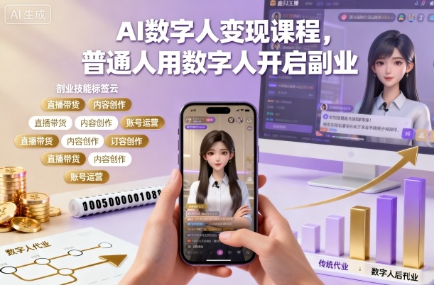 AI数字人变现课程，普通人用数字人开启副业-驿想项目网