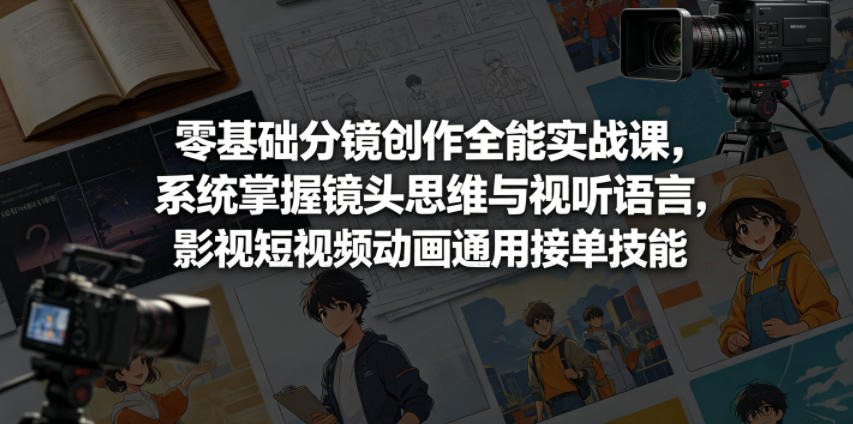 零基础分镜创作全能实战课，系统掌握镜头思维与视听语言，影视短视频动画通用接单技能-驿想项目网