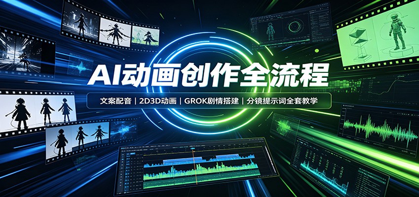 AI动画创作全流程:文案配音,2D3D动画,GROK剧情搭建,分镜提示词全套教学 AI动画创作全流程:文案配音,2D3D动画,GROK剧情搭建,分镜提示词全套教学
