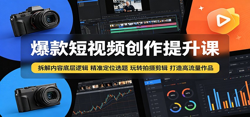 爆款短视频创作提升课：拆解内容底层逻辑，精准定位选题玩转拍摄剪辑打造高流量作品-驿想项目网
