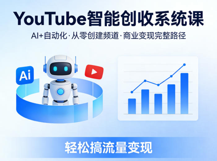 YouTube智能创收系统课,AI+自动化,从零创建YouTube频道并实现商业变现的完整路径,轻松搞流量变现-驿想项目网