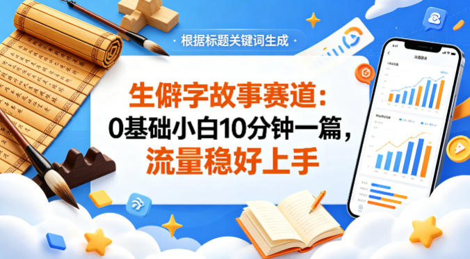 公众号流量主——生僻字故事赛道，流量稳，好上手，0基础小白也能10分钟一篇-驿想项目网