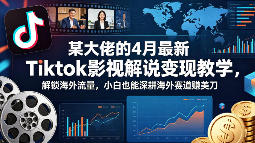 某大佬的4月最新Tiktok影视解说变现教学，解锁海外流量，小白也能深耕海外赛道賺美刀-驿想项目网