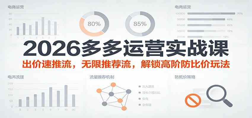 2026多多运营实战课：出价速推流，无限推荐流，解锁高阶防比价玩法（更新）-驿想项目网