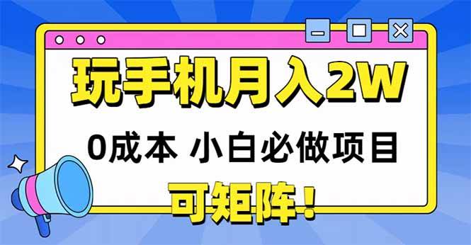 图片[1]-（14879期）玩玩手机月入20000+，0成本小白必做项目，可矩阵-驿想项目网