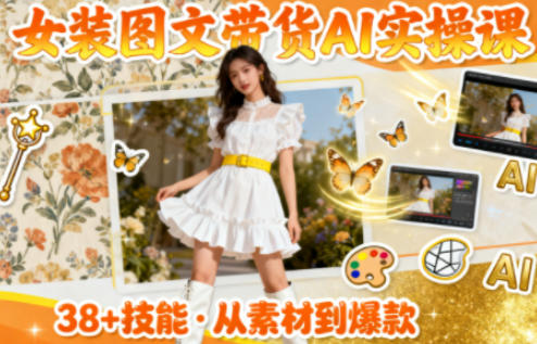 女装图文带货的AI实操课，覆盖38个实用技能，快速提升素材制作效率-驿想项目网