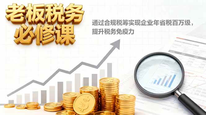 （16426期）老板税务必修课，通过合规税筹实现企业年省税百万级，提升税务免疫力-驿想项目网