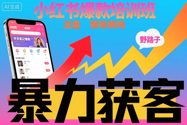 小红书爆款培训班,小红书获客野路子流量打法,暴力持续获客-驿想项目网