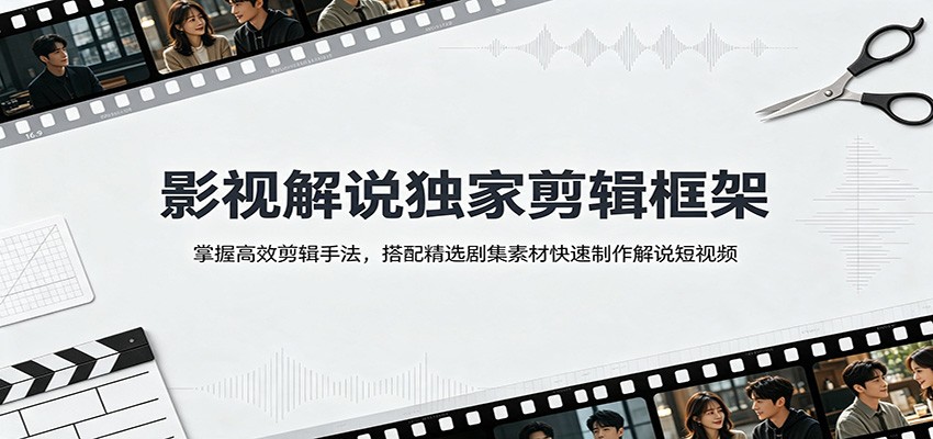 影视解说独家剪辑框架：掌握高效剪辑手法，搭配精选剧集素材快速制作解说短视频-驿想项目网