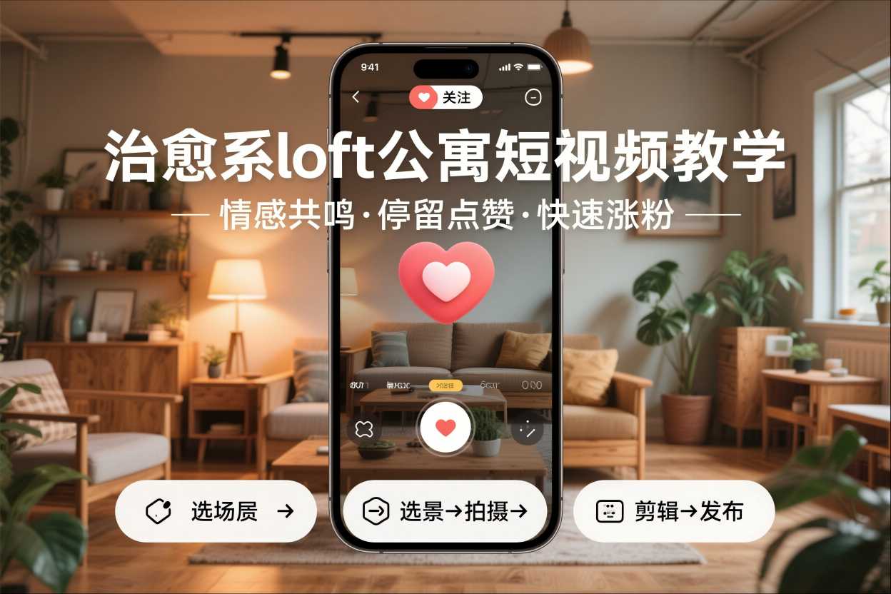 治愈系loft公寓短视频制作教学，情感共鸣引停留点赞关注，快速起号涨粉-驿想项目网