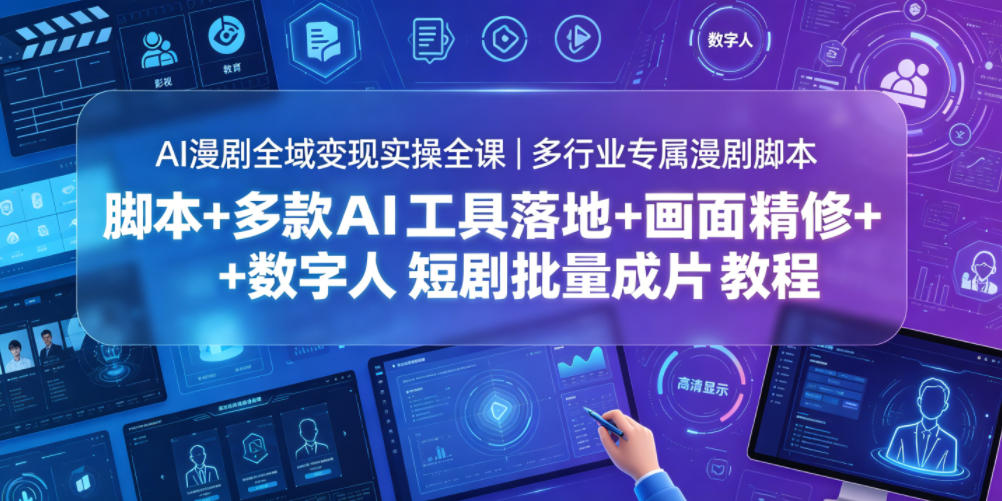 AI漫剧全域变现实操全课|多行业专属漫剧脚本+多款AI工具落地+画面精修+数字人短剧批量成片全教程-驿想项目网
