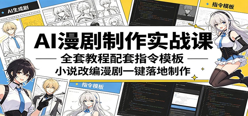 AI漫剧制作实战课：全套教程配套指令模板，小说改编漫剧一键落地制作-驿想项目网