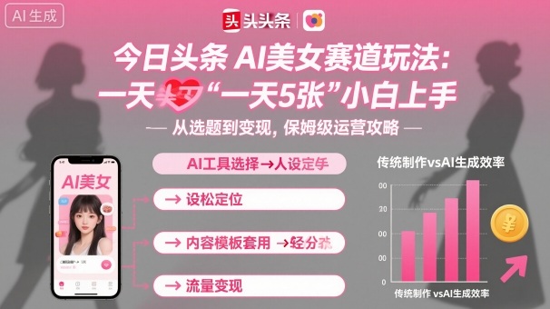 今日头条AI美女赛道玩法，一天轻松5张，小白轻松上手-驿想项目网