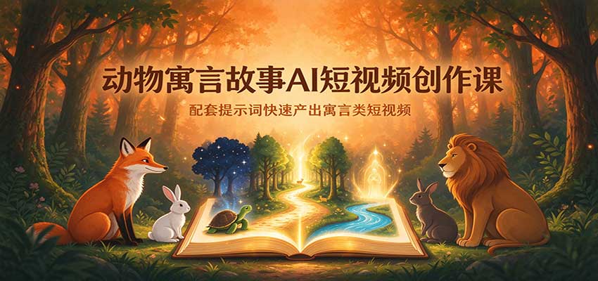 动物寓言故事AI短视频创作课：配套提示词快速产出寓言类短视频-驿想项目网