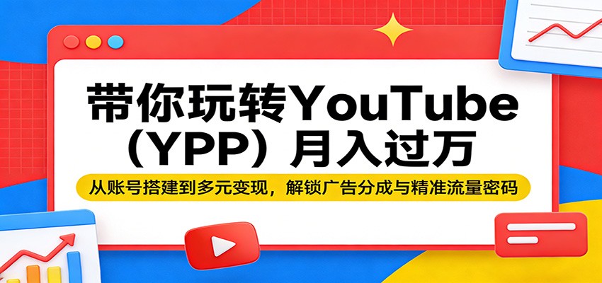 带你玩转YouTube（YPP）月入过万：从账号搭建到多元变现，解锁广告分成与精准流量密码-驿想项目网