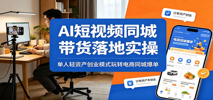AI短视频同城带货落地实操：单人轻资产创业模式玩转电商同城爆单-驿想项目网