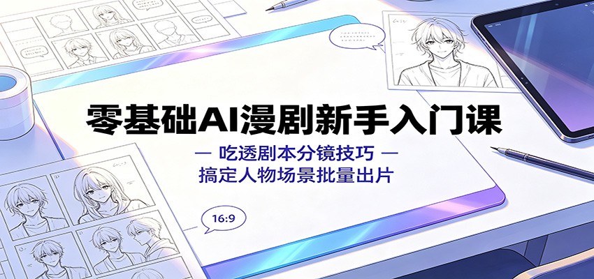 零基础AI漫剧新手入门课：吃透剧本分镜技巧，搞定人物场景批量出片-驿想项目网