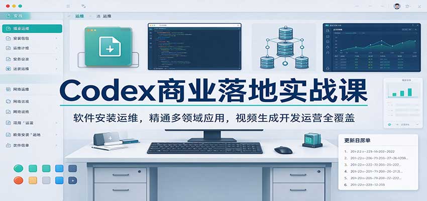 Codex商业落地实战课：软件安装运维，精通多领域应用，视频生成开发运营全覆盖-驿想项目网