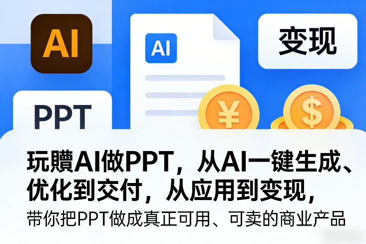 玩賺AI做PPT，从AI一键生成、优化到交付，从应用到变现，带你把PPT做成真正可用、可卖的商业产品-驿想项目网