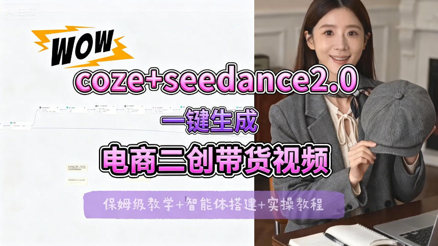 【Coze工作流搭建实操教程】seedance2.0+coze一键生成电商二创带货视频，全流程保姆级教学-驿想项目网