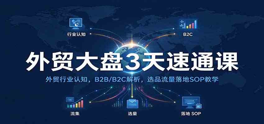 外贸大盘3天速通课：外贸行业认知，B2B/B2C解析，选品流量落地SOP教学-驿想项目网