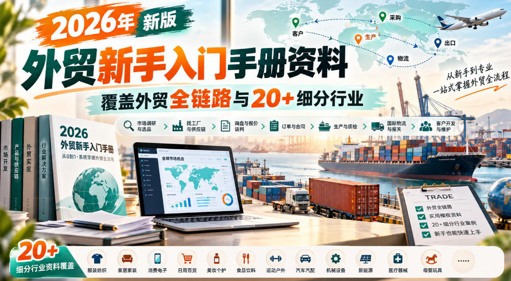 2026年新版外贸新手入门手册资料，覆盖外贸全链路与20+细分行业-驿想项目网