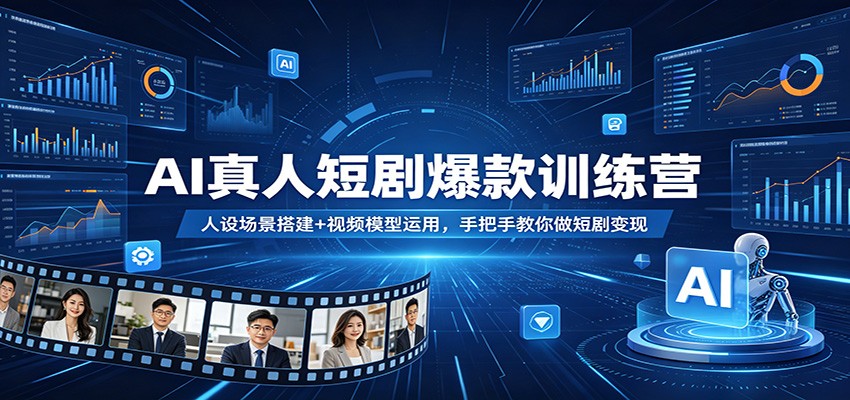 AI真人短剧爆款训练营：人设场景搭建+视频模型运用，手把手教你做短剧变现-驿想项目网