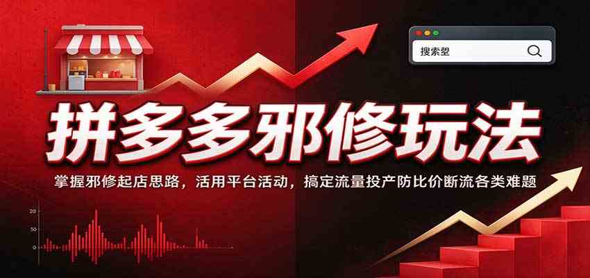 拼多多邪修玩法：掌握邪修起店思路，活用平台活动，搞定流量投产防比价断流各类难题-驿想项目网