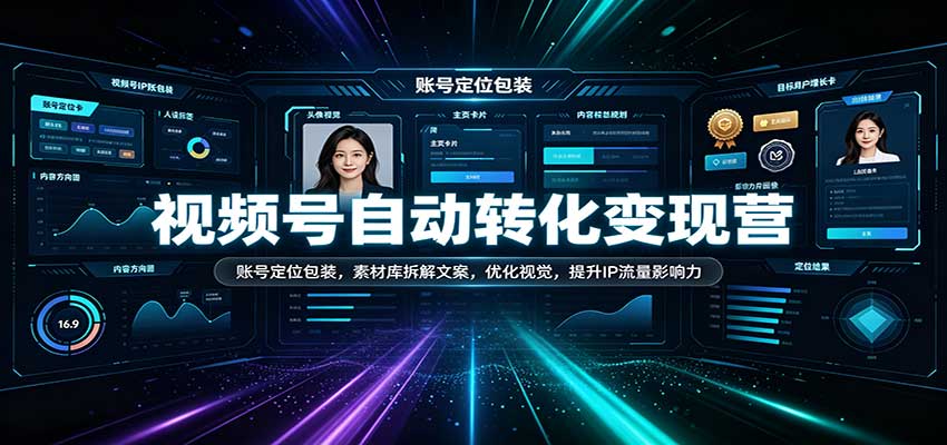 视频号自动转化变现营：账号定位包装，素材库拆解文案，优化视觉，提升IP流量影响力-驿想项目网