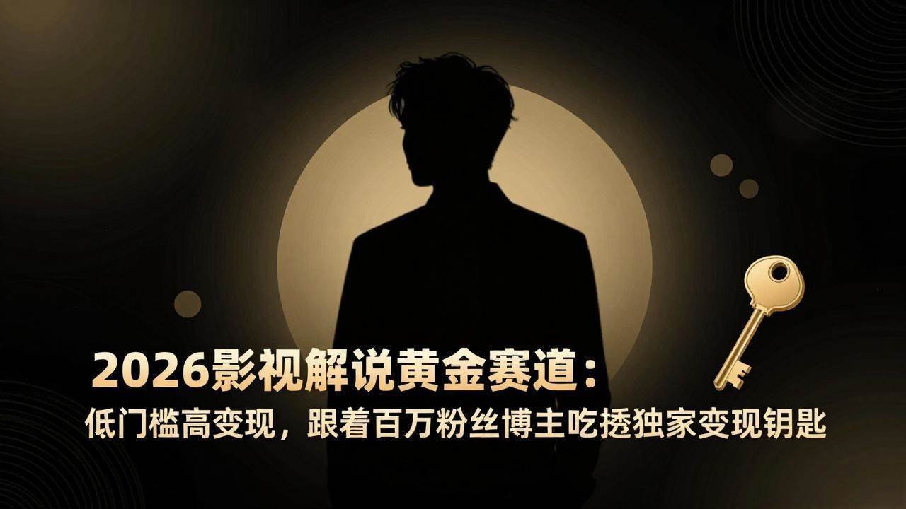 （17721期）2026影视解说黄金赛道：低门槛高变现，跟着百万粉丝博主吃透独家变现钥匙-驿想项目网