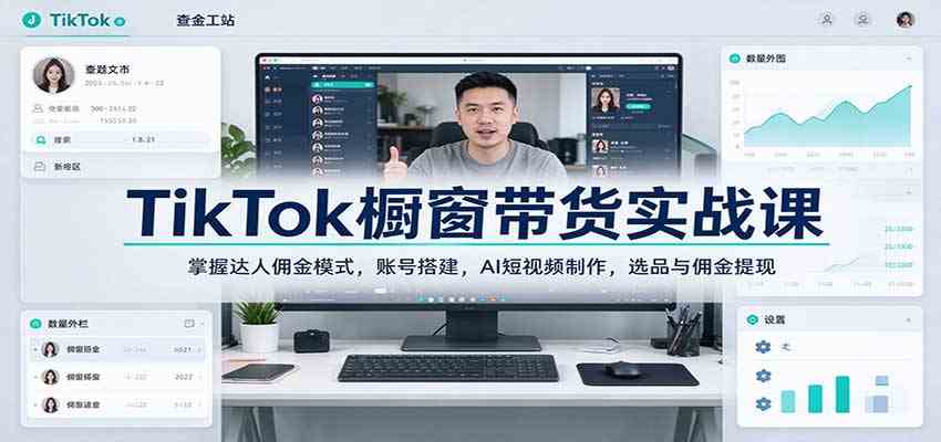 TikTok橱窗带货实战课：掌握达人佣金模式，账号搭建，AI短视频制作，选品与佣金提现-驿想项目网