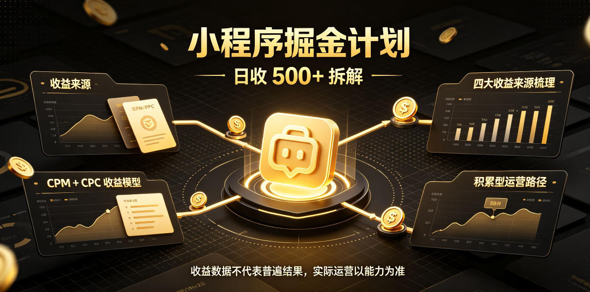 小程序推广计划，日收500+，腾讯官方打款，客户留存率高，收益长期稳定【揭秘】-驿想项目网