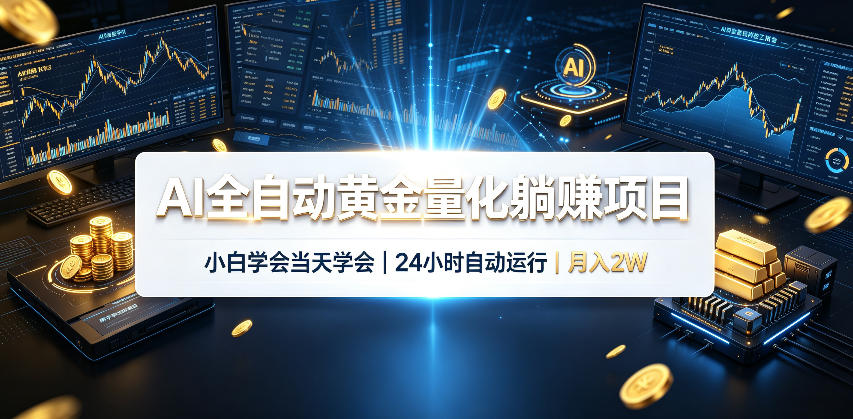 AI全自动黄金量化躺賺项目，小白学会当天学会，24小时自动运行，月入2W！【揭秘】-驿想项目网